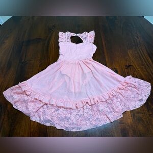 Weissman Pink and Cream Lace Dress Medium